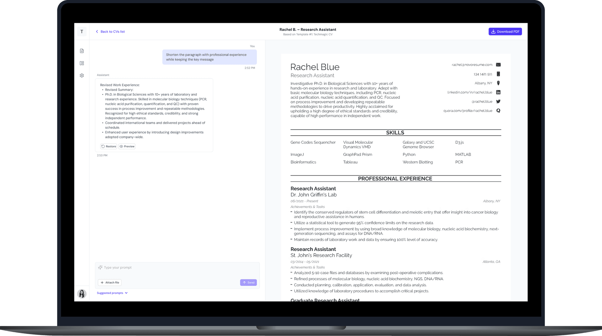 Template of CV